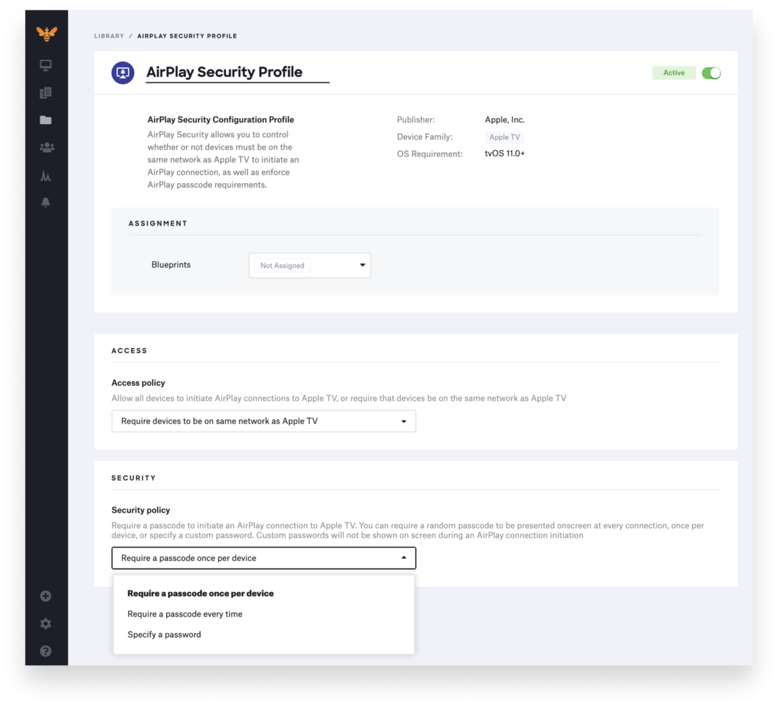 airplay security profile kandji apple mdm.png